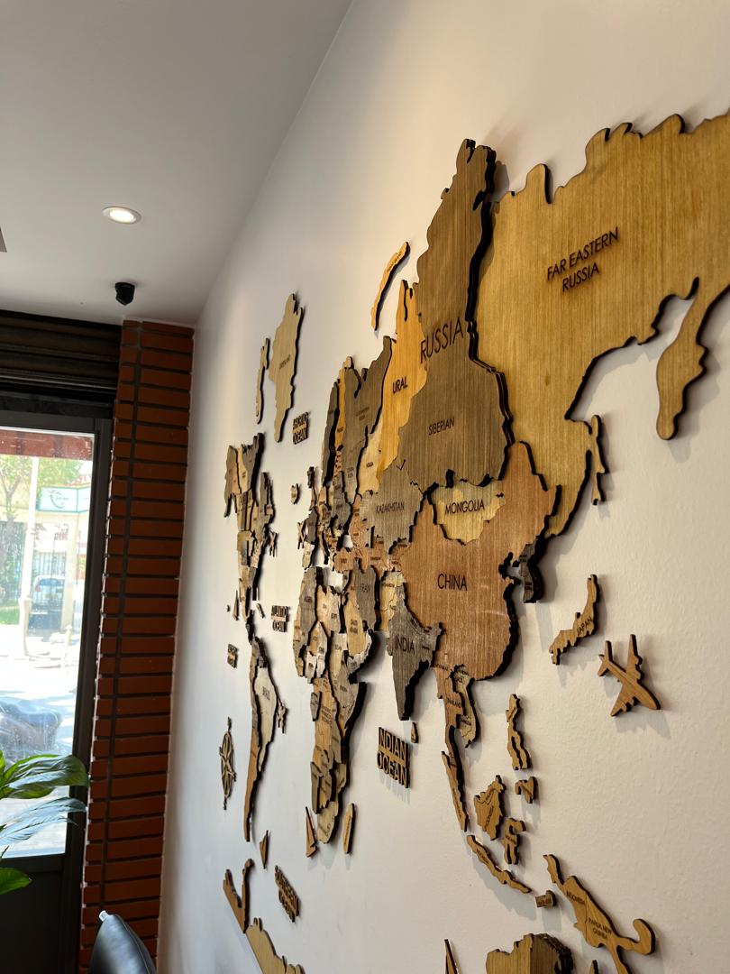 World Map 3d en Bois